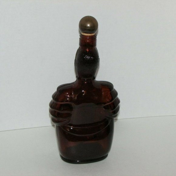 Vintage Brown Glass Liquor Bottle Limbo Drummer Home Bar Decor - Picture 5 of 11